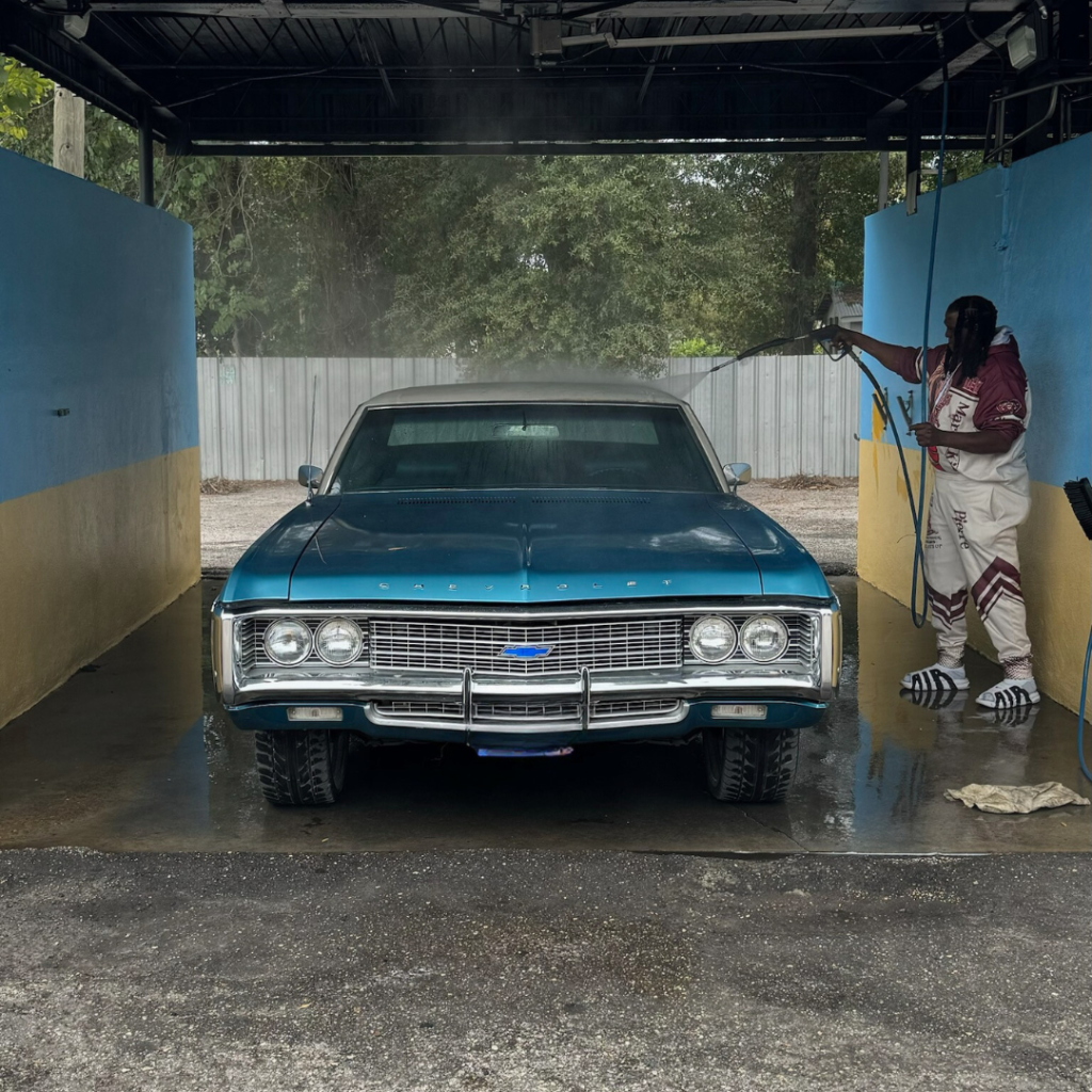 Clean car at Island Shine Auto Wash, using eco-friendly self-service equipment in V.M. Ybor, Tampa.